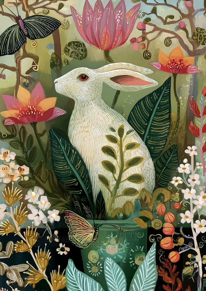 Art Nouveau Animals: Konijn | Kaart Fripperies