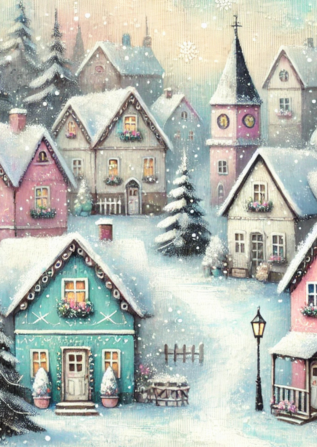 Winter Village: Pastel Winter Village | Kaart Fripperies