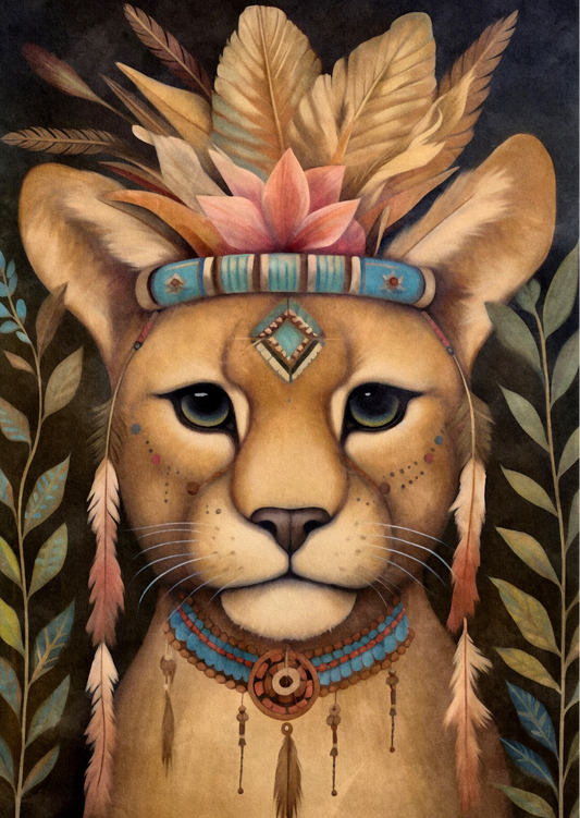 Boho prairie animals: leeuw | Kaart Fripperies