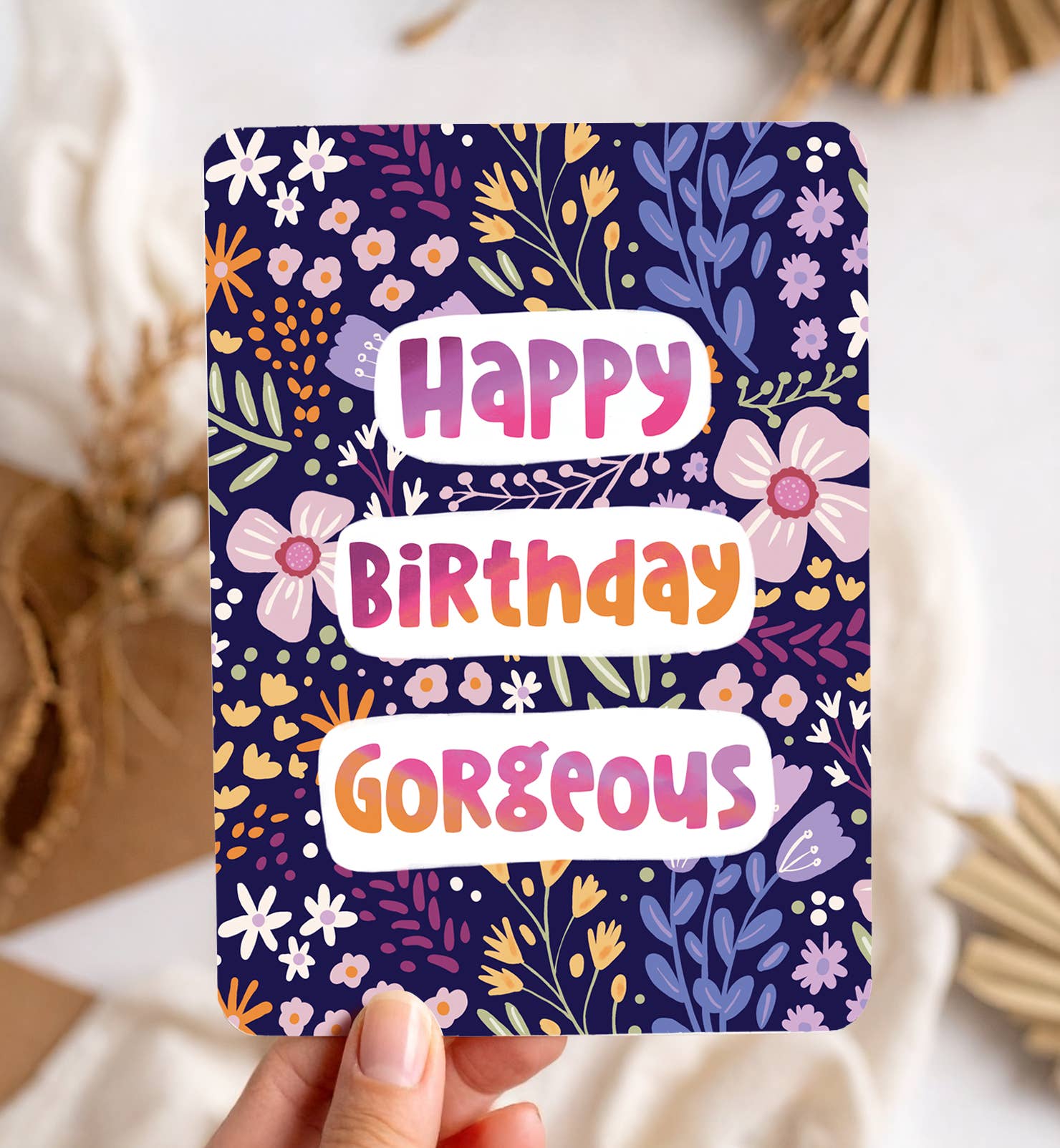 Kaart bloemen lila felicitatie verjaardag vrouw ansichtkaart