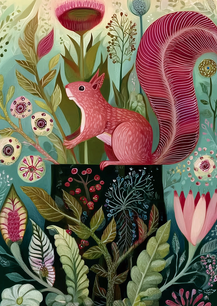 Art Nouveau Animals: Eekhoorn | Kaart Fripperies