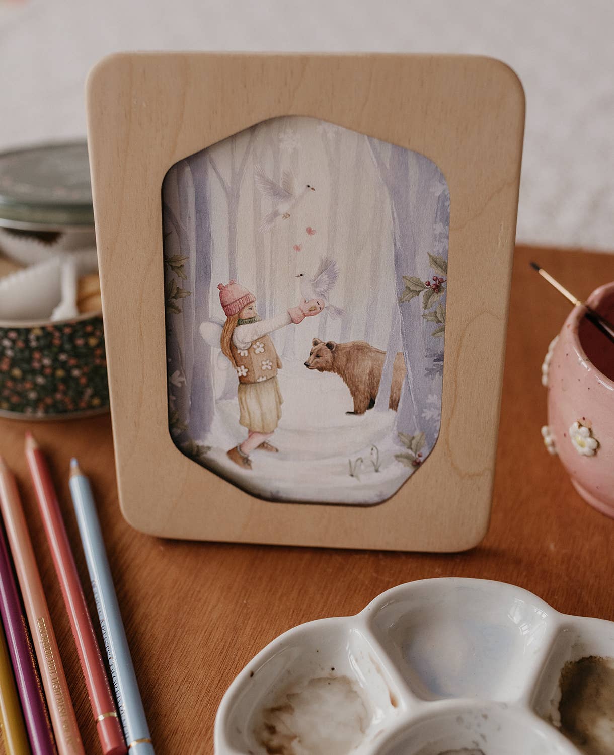 Ansichtkaart winterbos duiven | Kaart Appeloogje