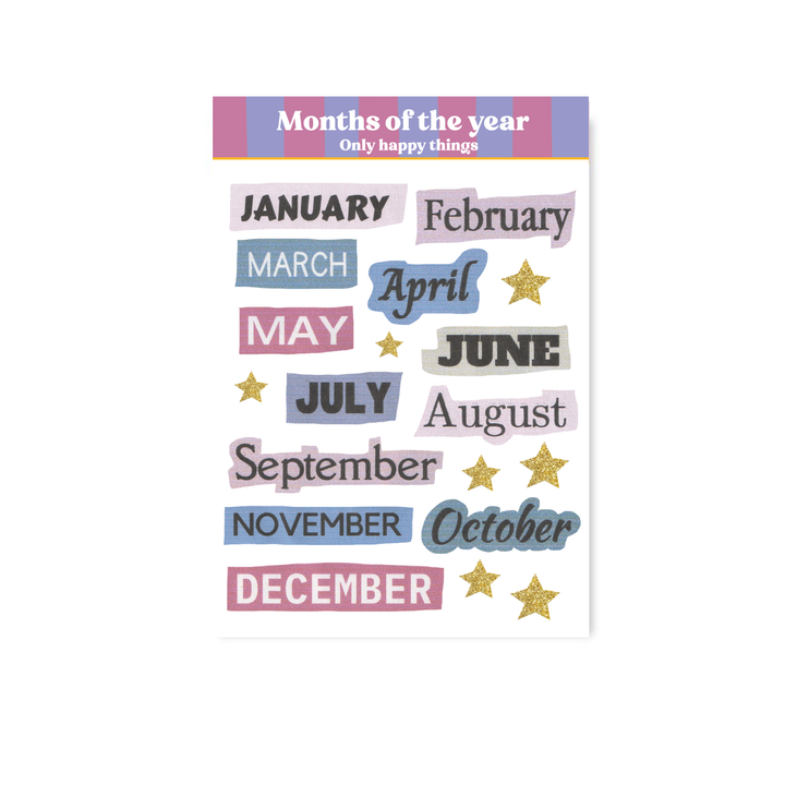 Stickervel Maanden van het jaar A6 | Stickervel Only Happy Things