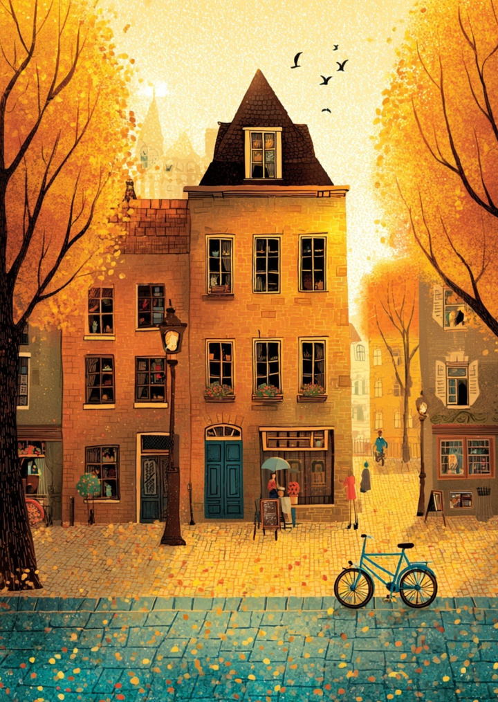 Golden Season: Blue door café | Kaart Fripperies