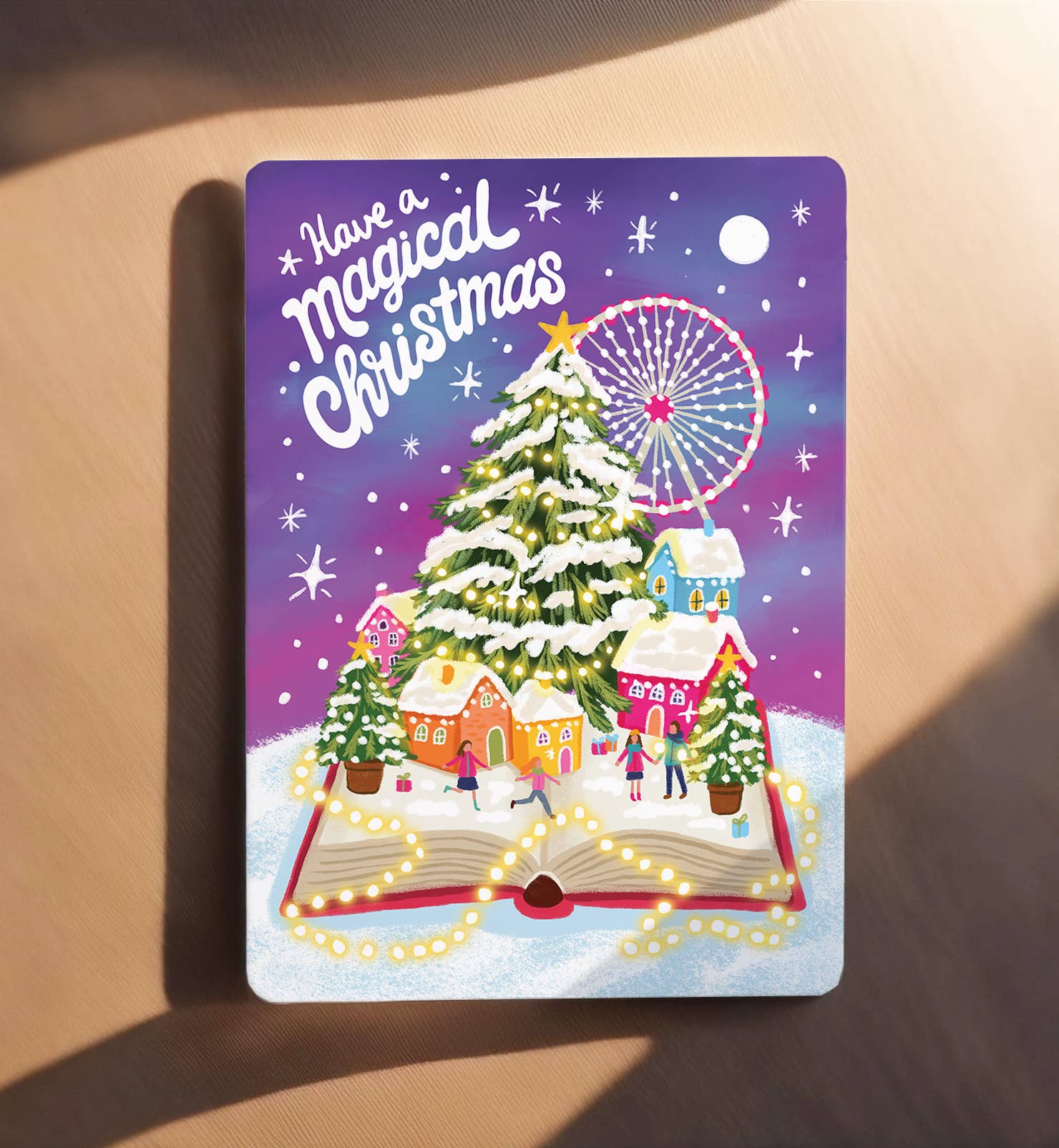 Kaart Kerstkaart magische kerst dorp kerstboom | Kaart Aniet Illustration