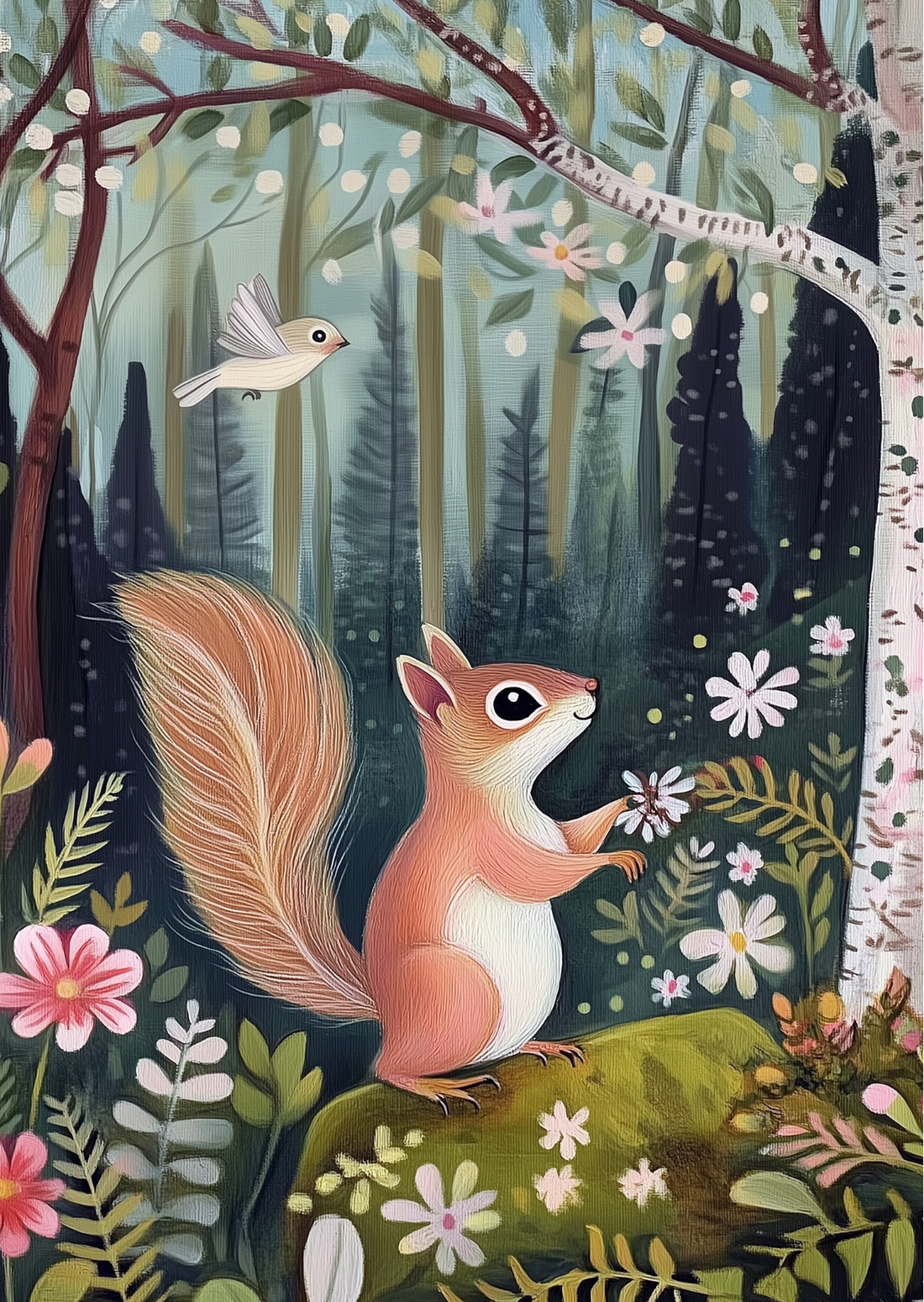 Forest Friends: Eekhoorn en Vogel | Kaart Fripperies