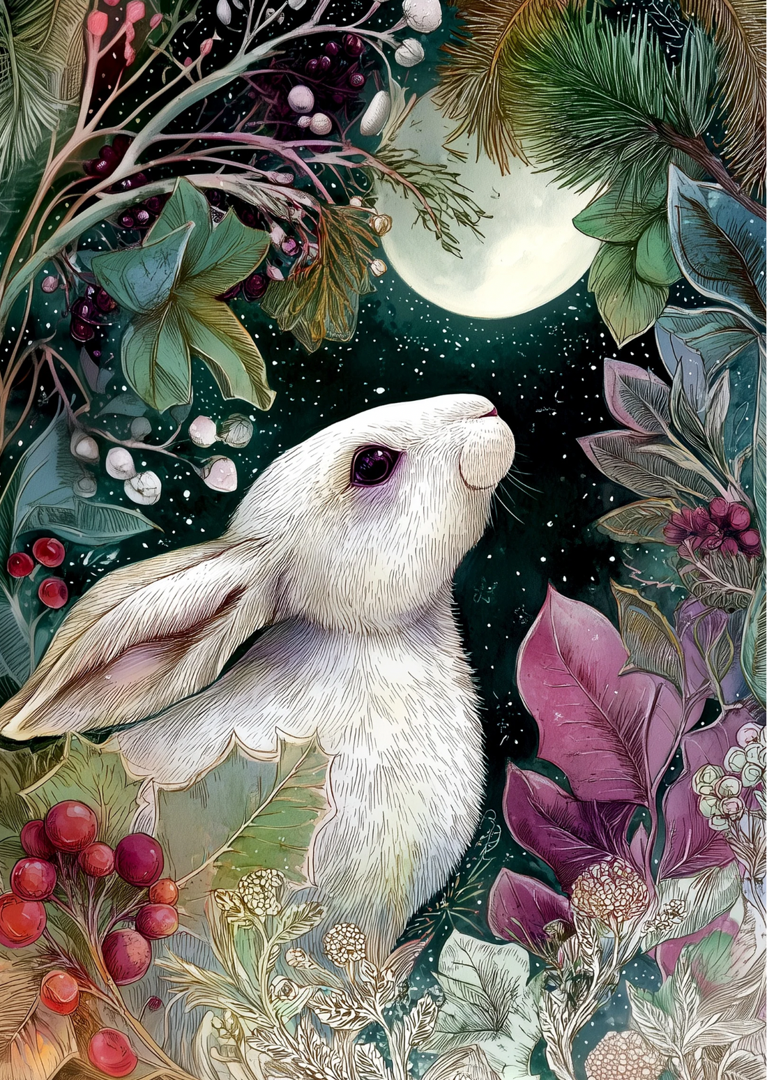 Christmas Woodlands: Konijn (wit) | Kaart Fripperies