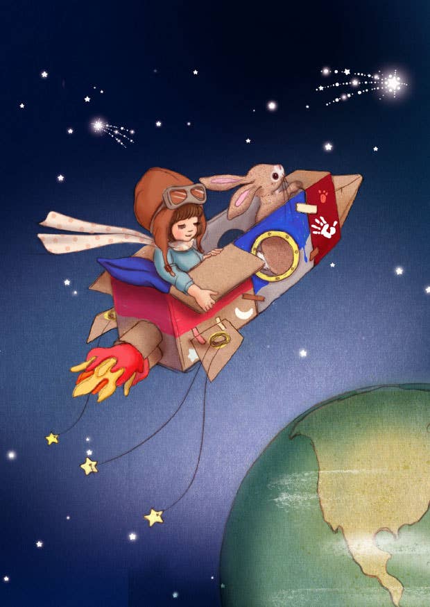 Ansichtkaart Kleine Raket | Kaart Belle & Boo