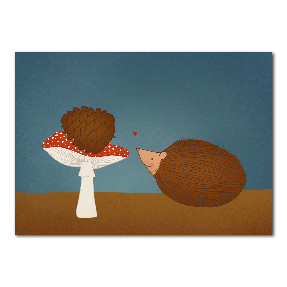 Ansichtkaart Egeltje met dennenappel | Kaart Studio Kvinna