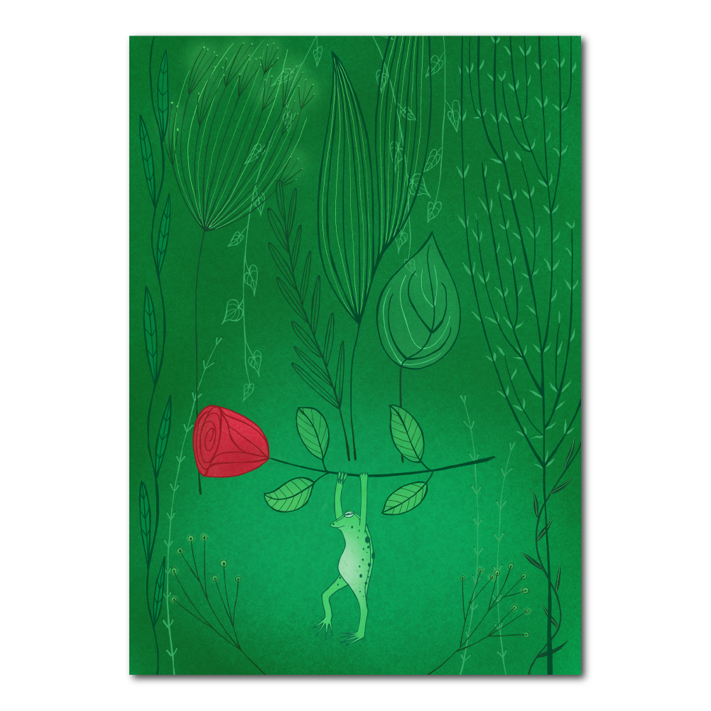 Kikker met roos | Kaart