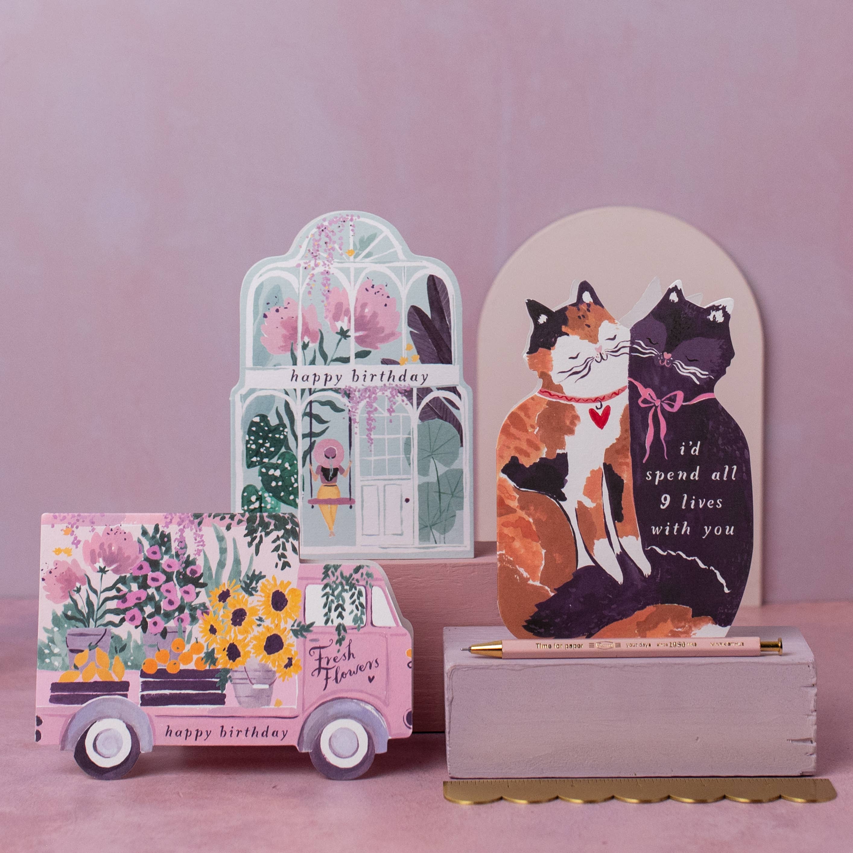 Kaarten met negen levens katten | Liefdeskaarten | Katten jubileumkaarten