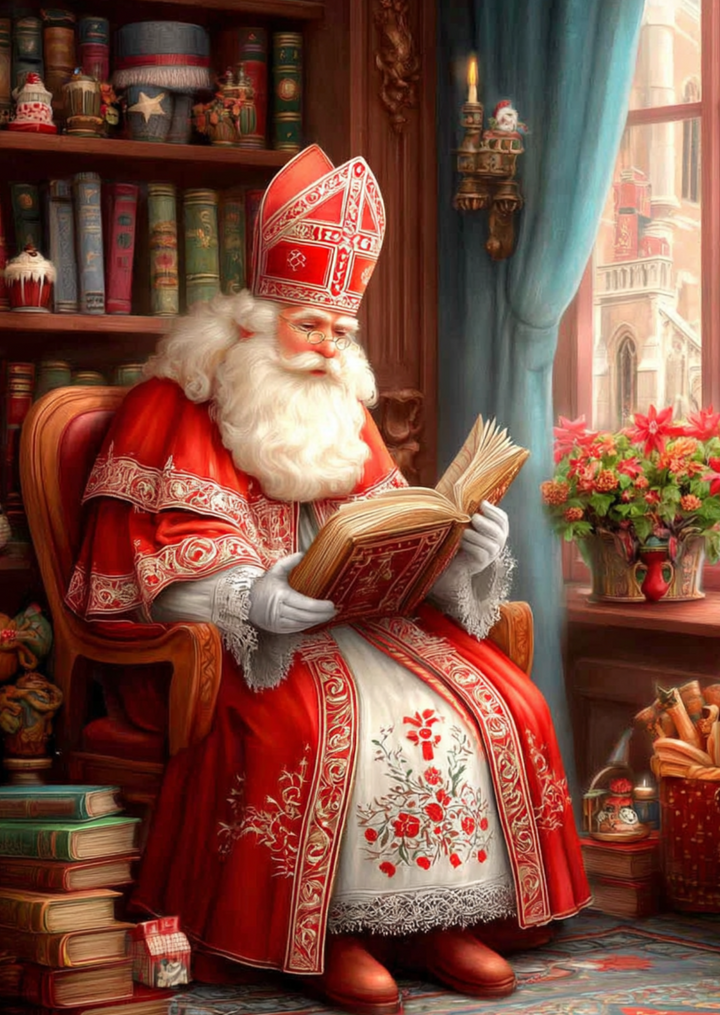 Sinterklaas met boek | Kaart Fripperies