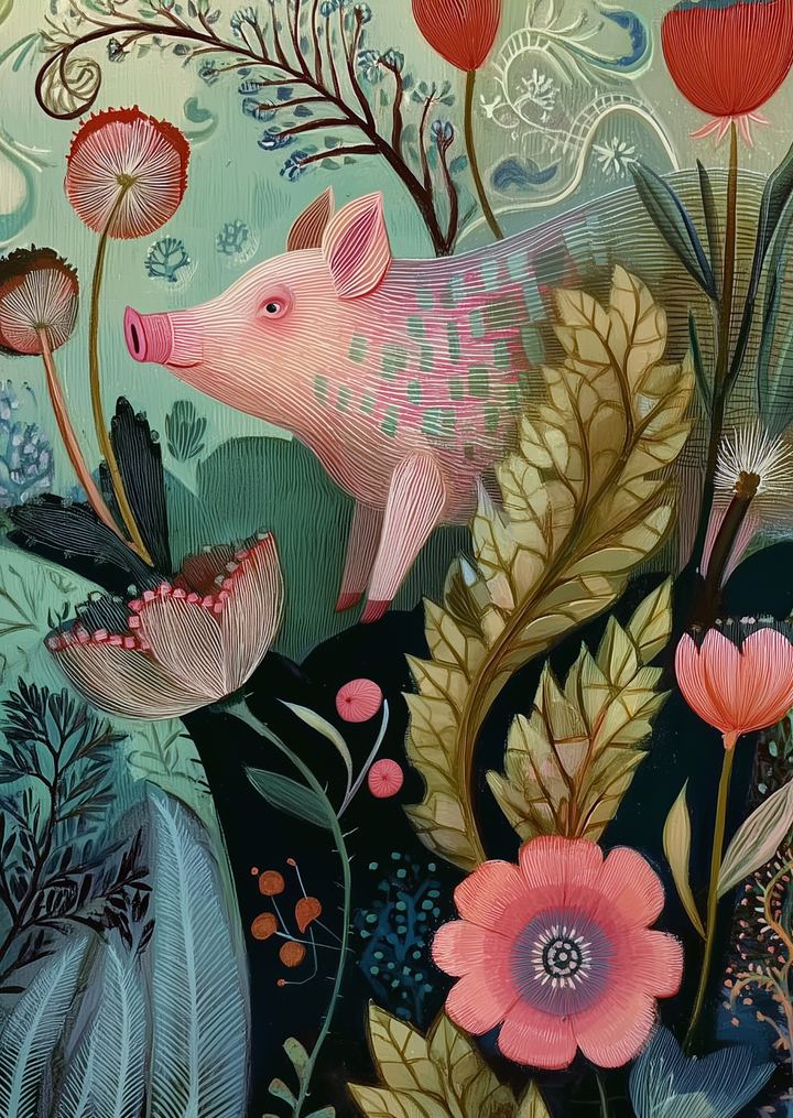 Art Nouveau Animals: Varken | Kaart Fripperies