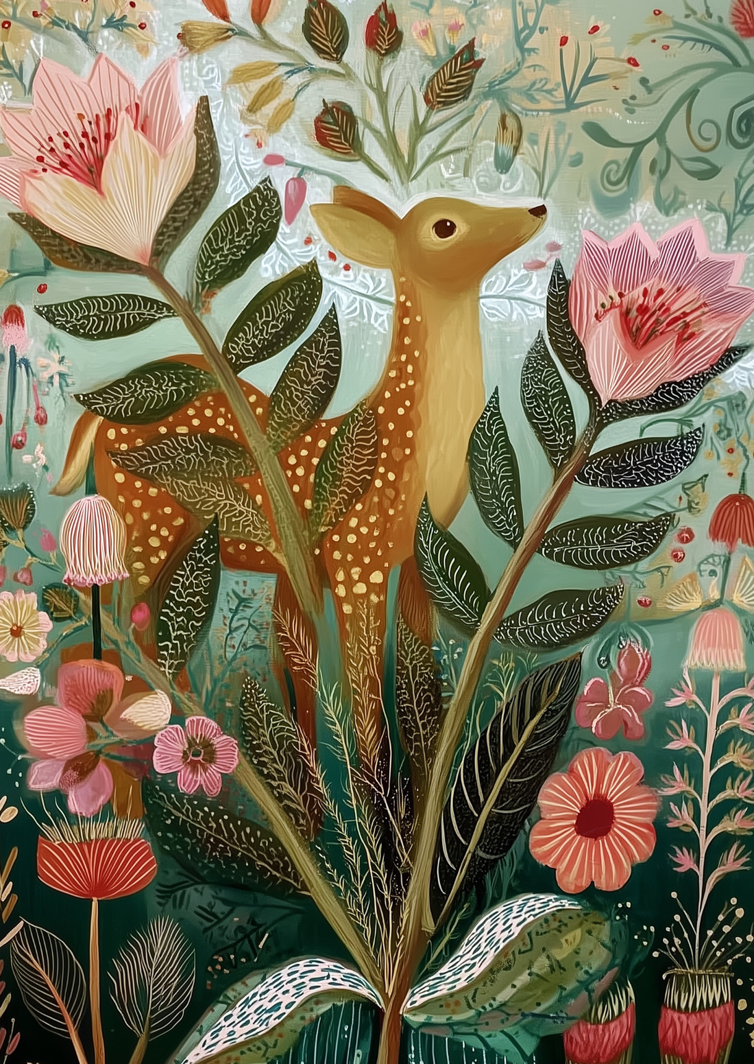 Art Nouveau Animals: Hert | Kaart Fripperies