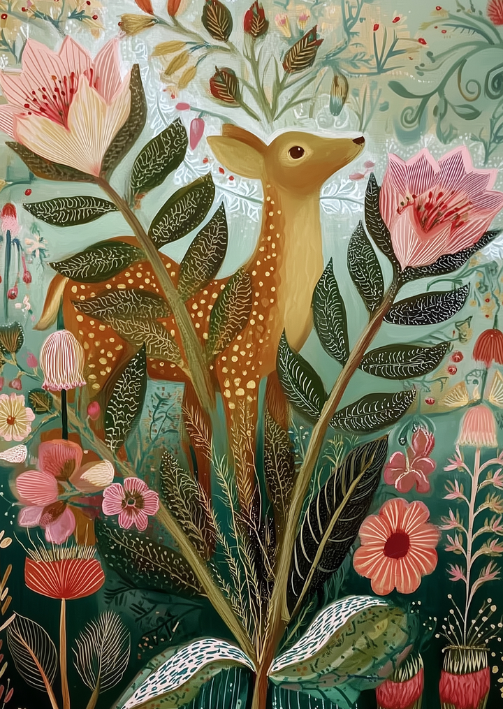 Art Nouveau Animals: Hert | Kaart Fripperies