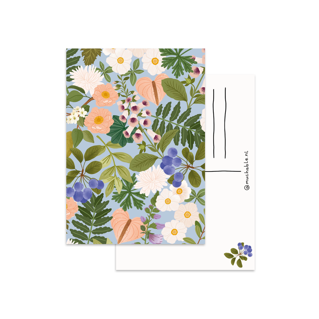 Ansichtkaart - illustratie patroon/print bloemen/flowers