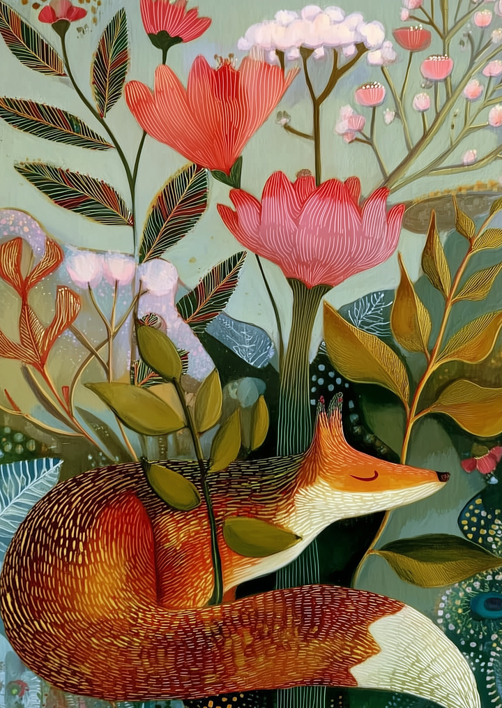 Art Nouveau Animals: Vos | Kaart Fripperies