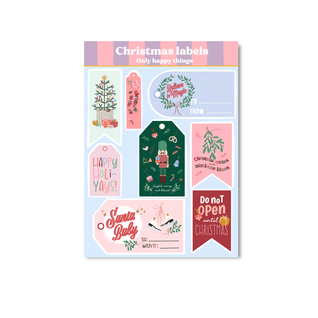 Stickervel kerstlabels | Stickervel Only Happy Things