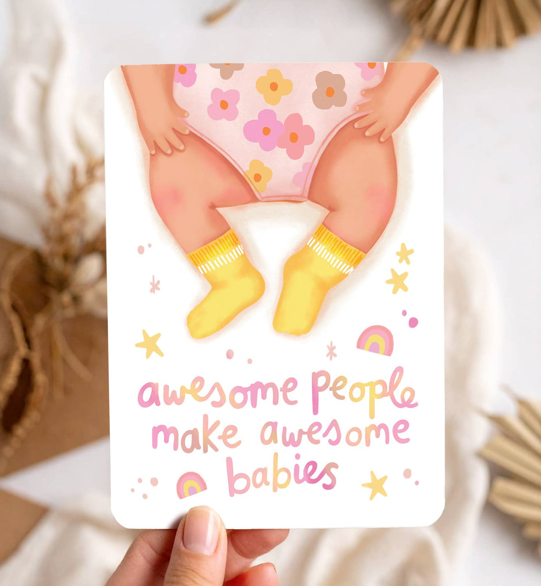 Kaart felicitatie geboorte baby grappig meisje ansichtkaart