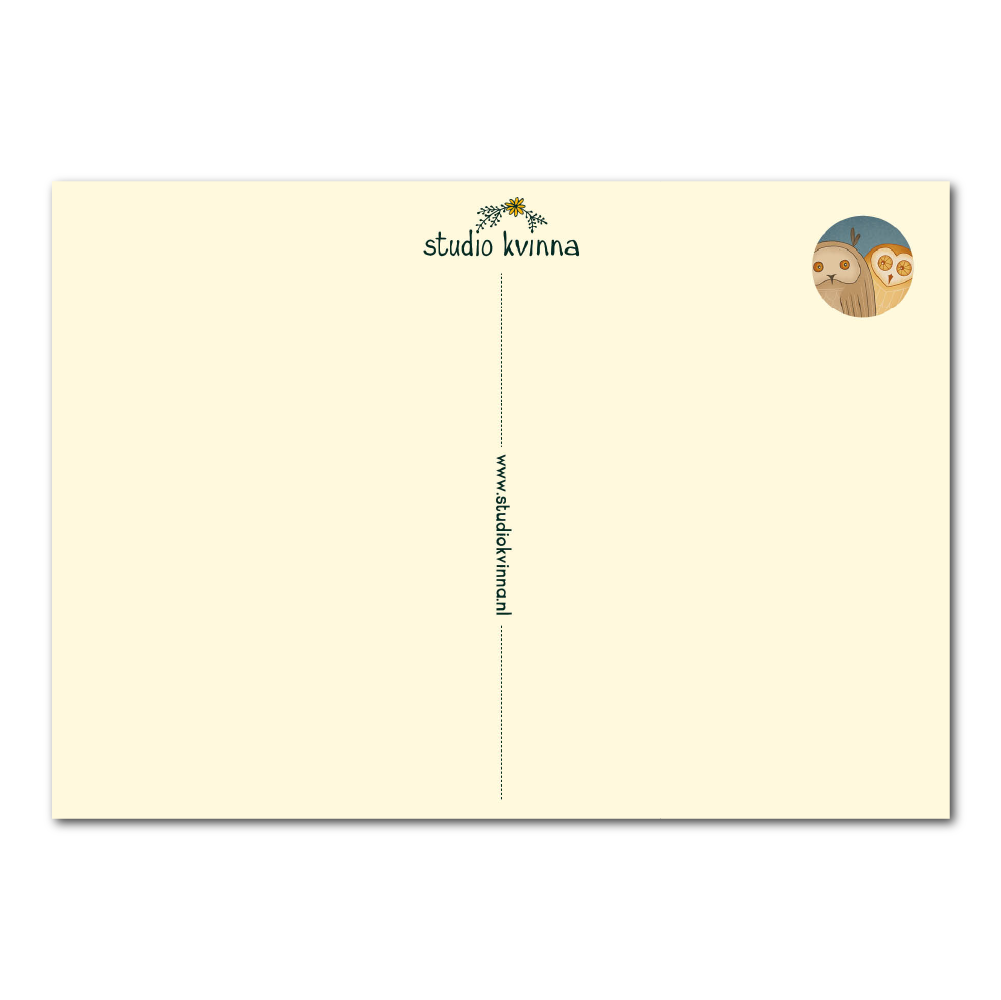 Ansichtkaart Uiltjes in herfstboom | Kaart Studio Kvinna