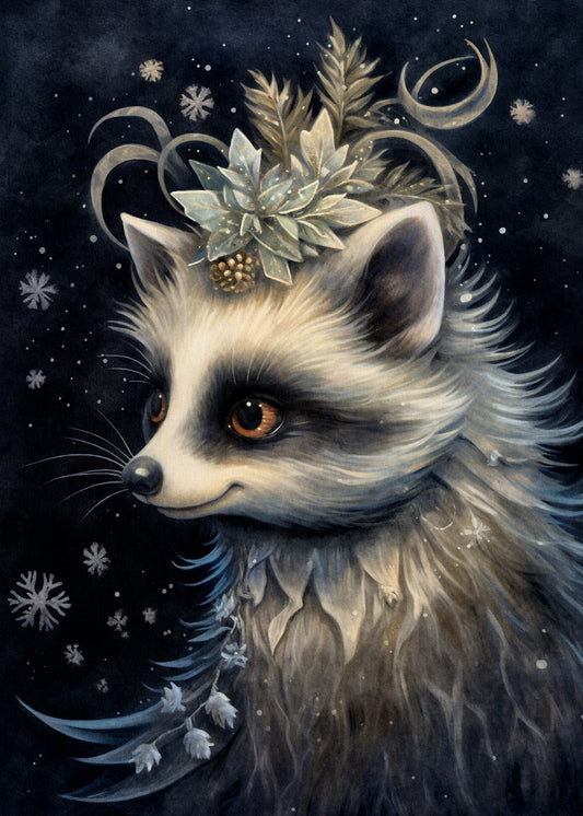 Mystical Christmas Animals: Wasbeer | Kaart Fripperies