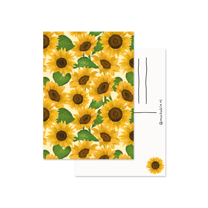 Ansichtkaart - illustratie zonnebloemen print patroon