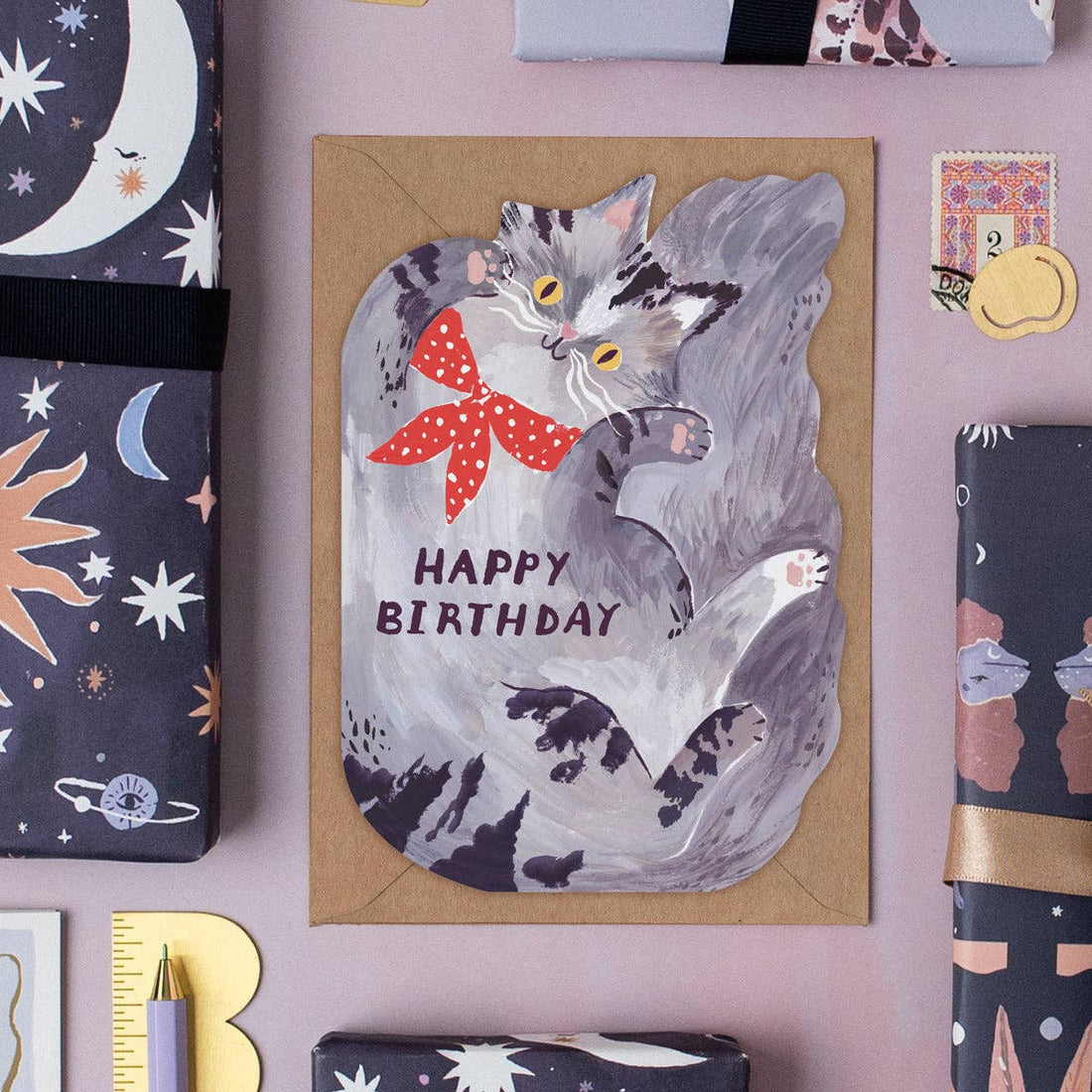 Bandana-kat verjaardagskaart | Verjaardagskaarten voor kattenliefhebbers