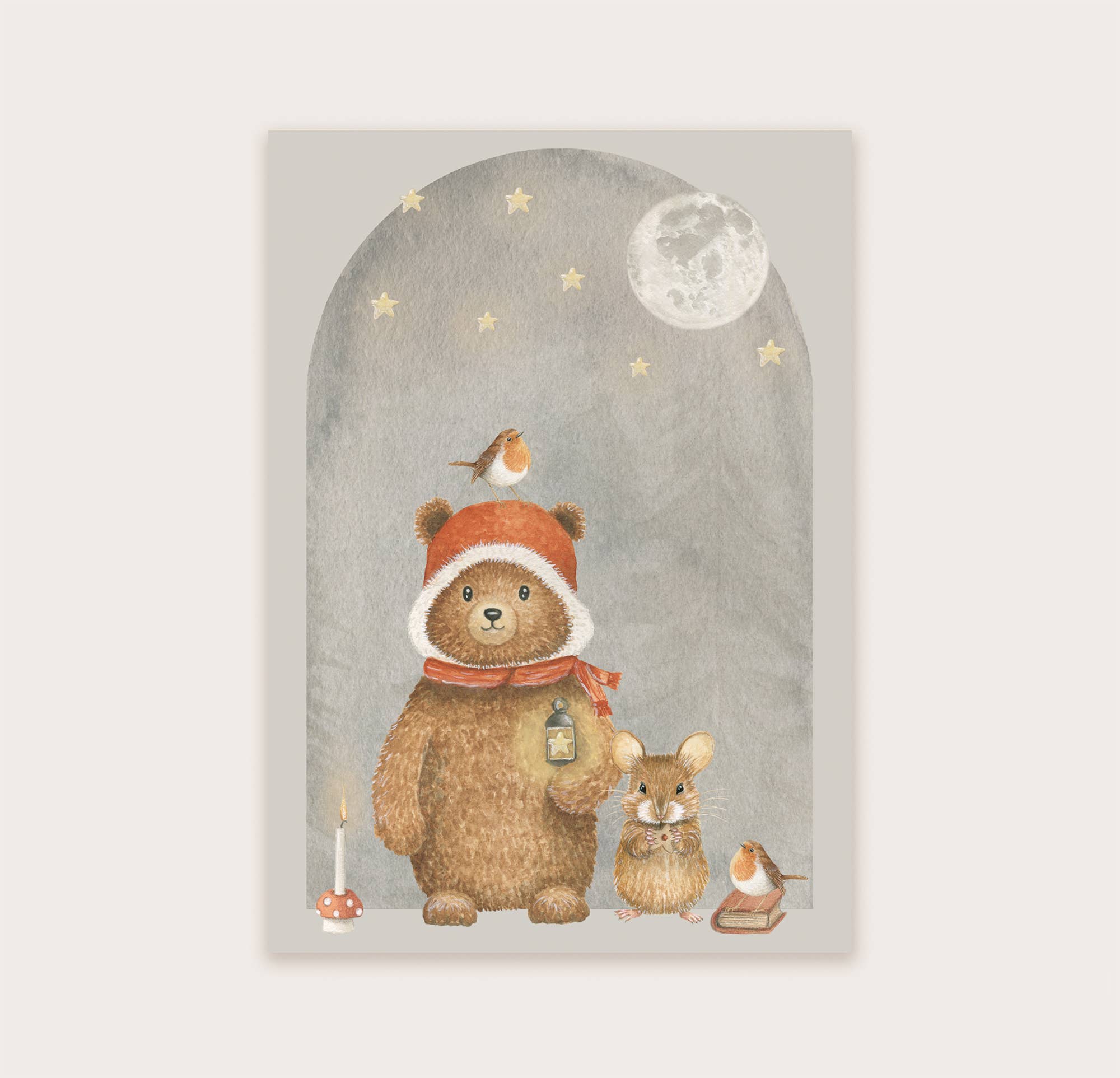 Ansichtkaart beer met muis | Kaart Appeloogje