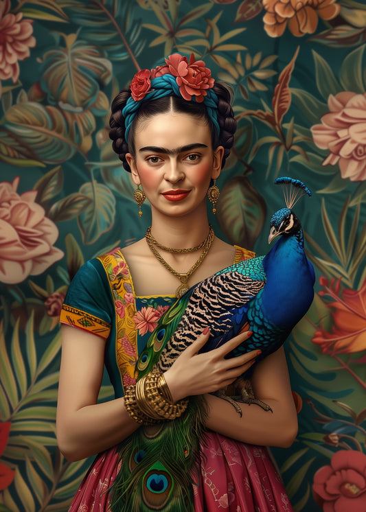 Frida Kahlo: Frida Kahlo met pauw | Kaart Fripperies