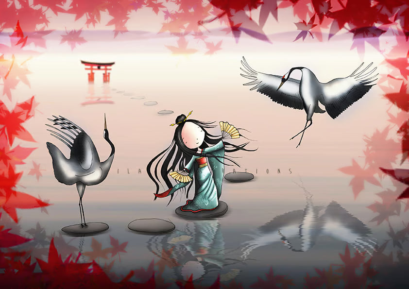 234 - Red-crowned crane | Kaart Ila Illustrations