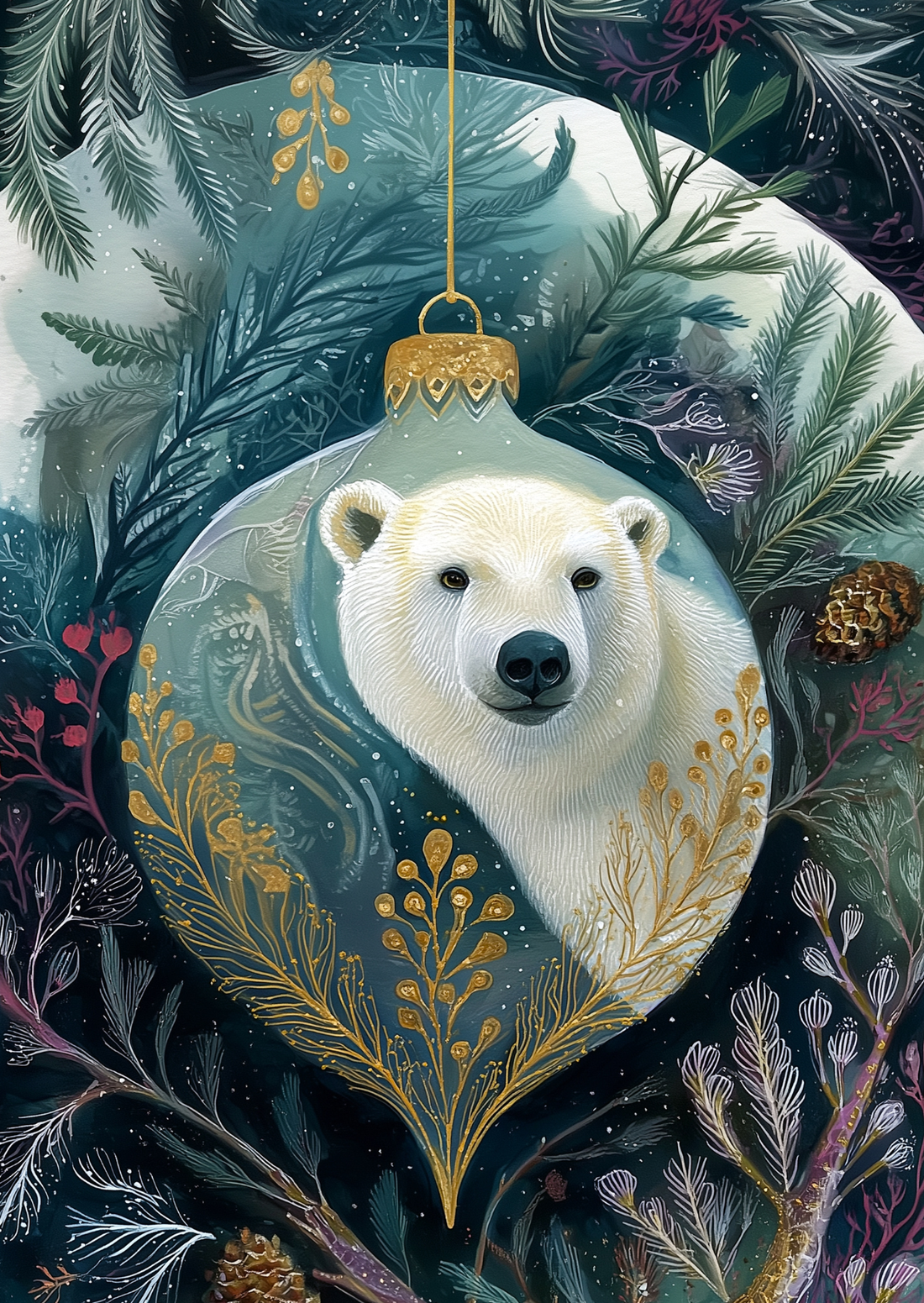Christmas Baubles: Ijsbeer| Kaart Fripperies