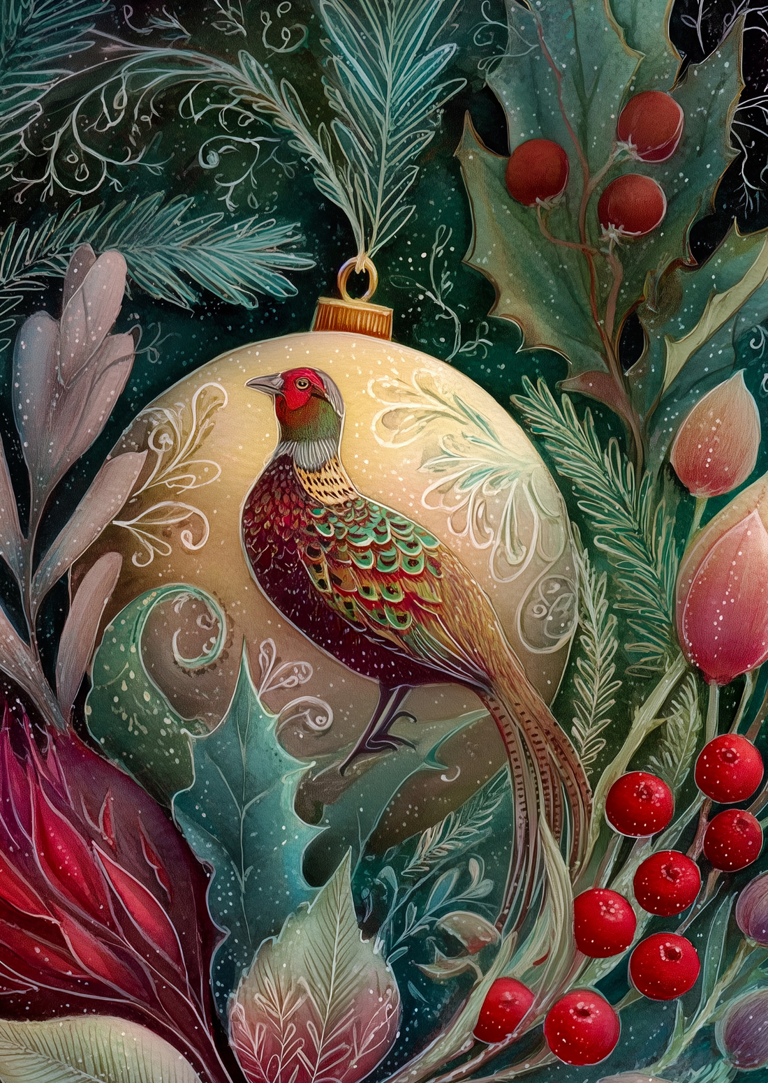 Christmas Baubles: Fazant | Kaart Fripperies