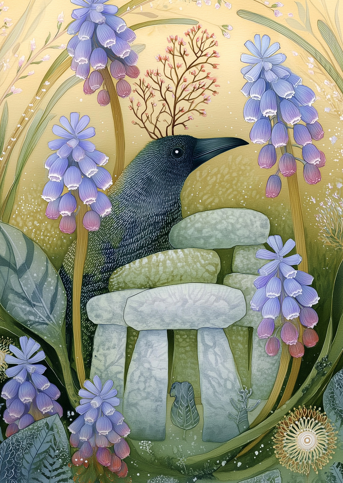 Spring at Stonehenge: Muscari & Raven | Kaart Fripperies