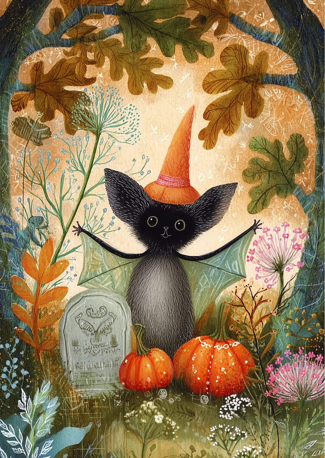 Woodland Halloween: Vleermuis | Kaart Fripperies