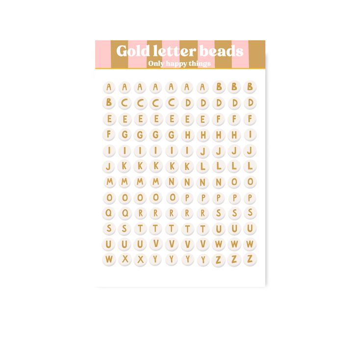 Stickervel gouden letterkralen A6 | Stickervel Only Happy Things