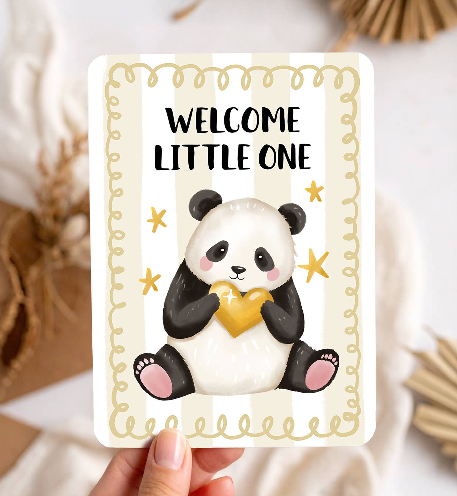 Kaart felicitatie geboorte panda beer met ster | Kaart Aniet Illustration