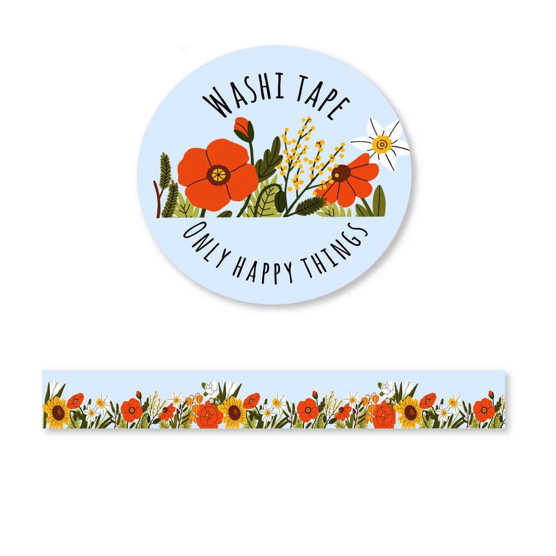 Washitape Blooming flowers blauw | Washitape Only Happy Things