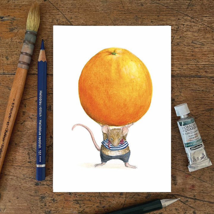 Oranje Muis | Kaart Mhairi Hellbrandt Illustration