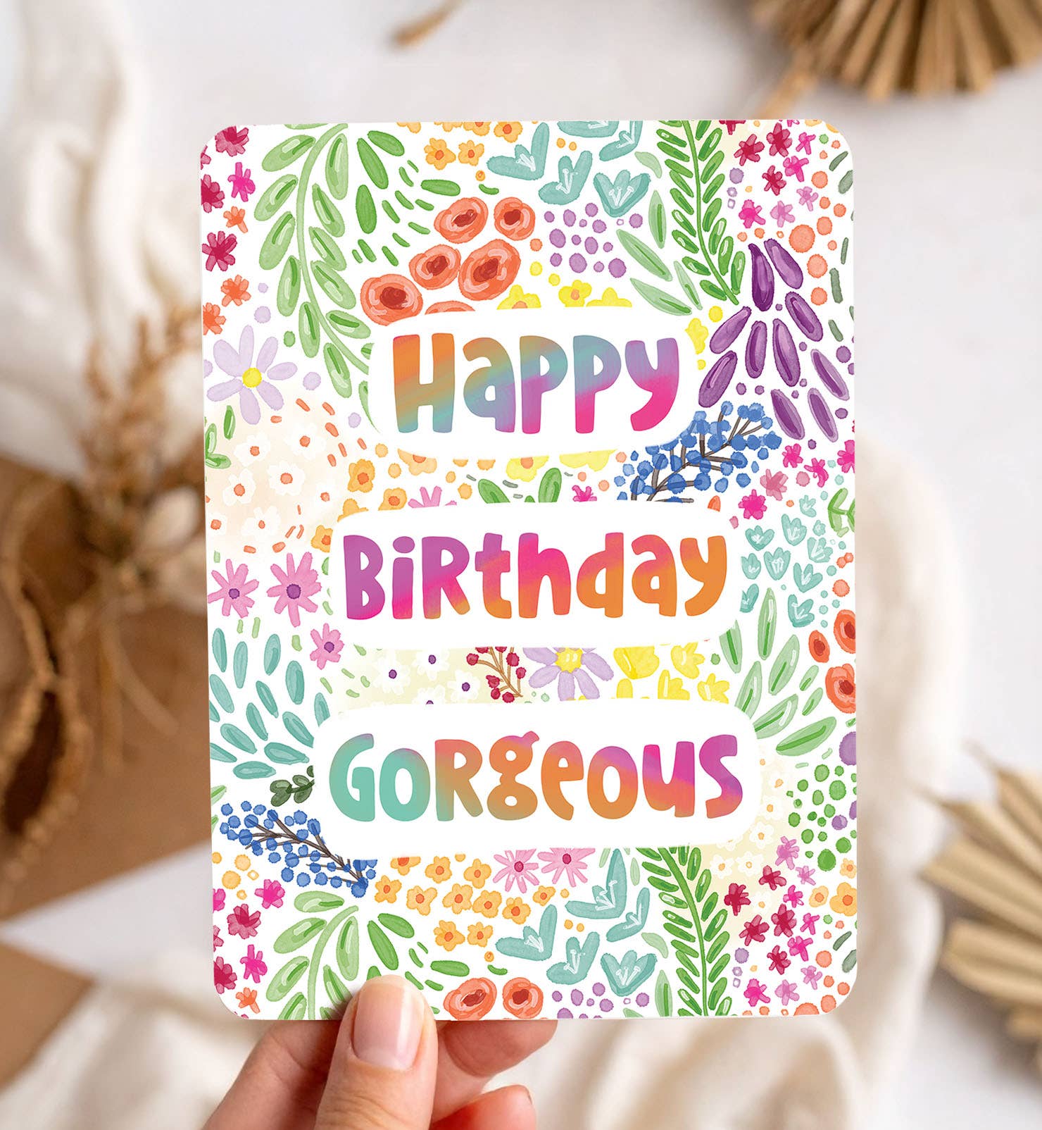 Kaart bloemen felicitatie verjaardag vrouw ansichtkaart