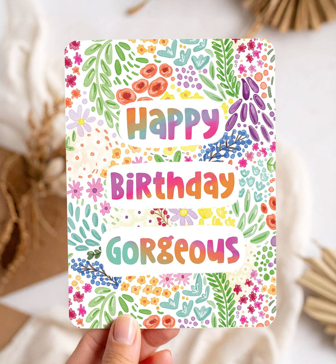 Kaart bloemen felicitatie verjaardag vrouw ansichtkaart