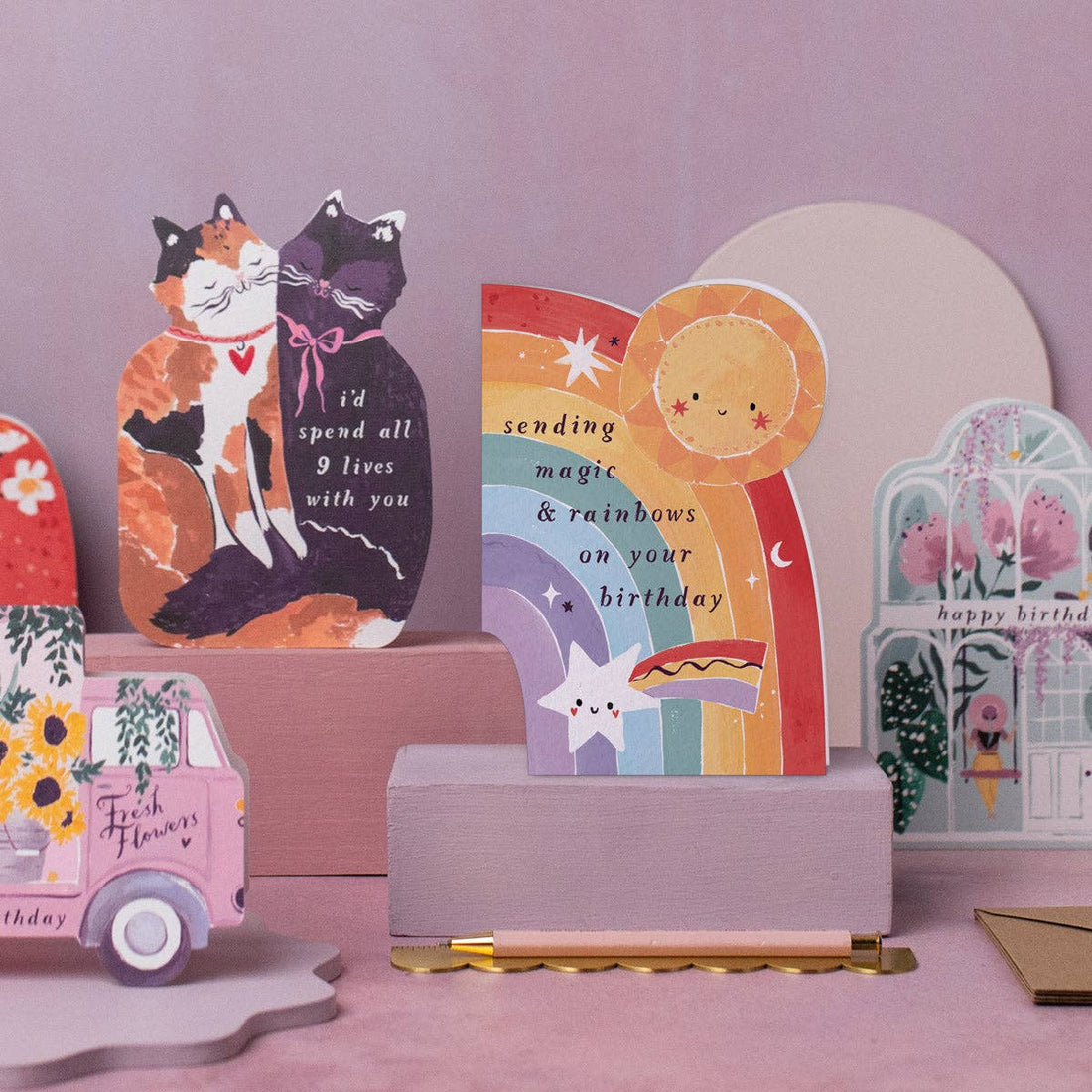 Kinderverjaardagskaart met regenboog