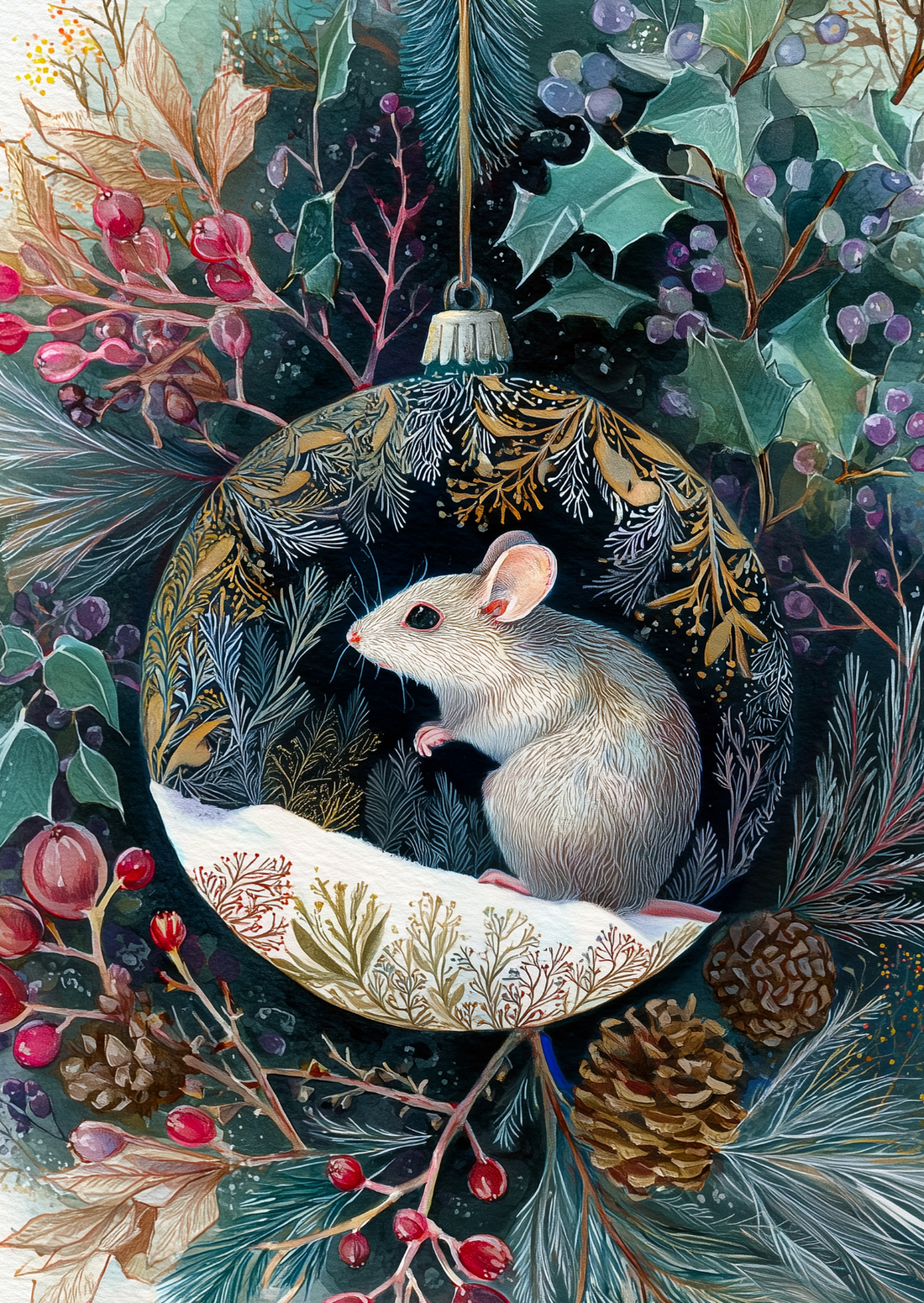 Christmas Baubles: Muis | Kaart Fripperies