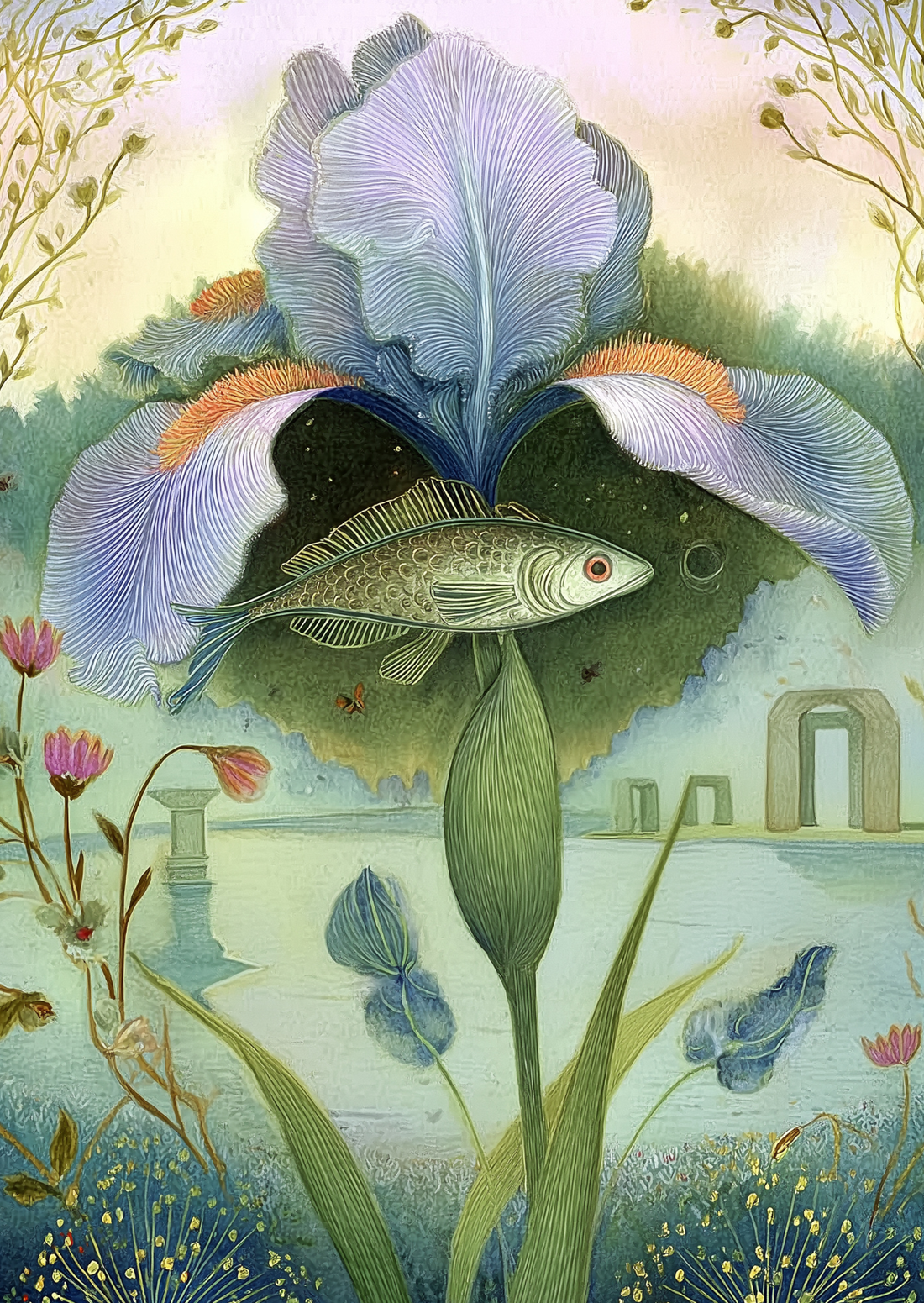 Spring at Stonehenge: Iris & Fish | Kaart Fripperies