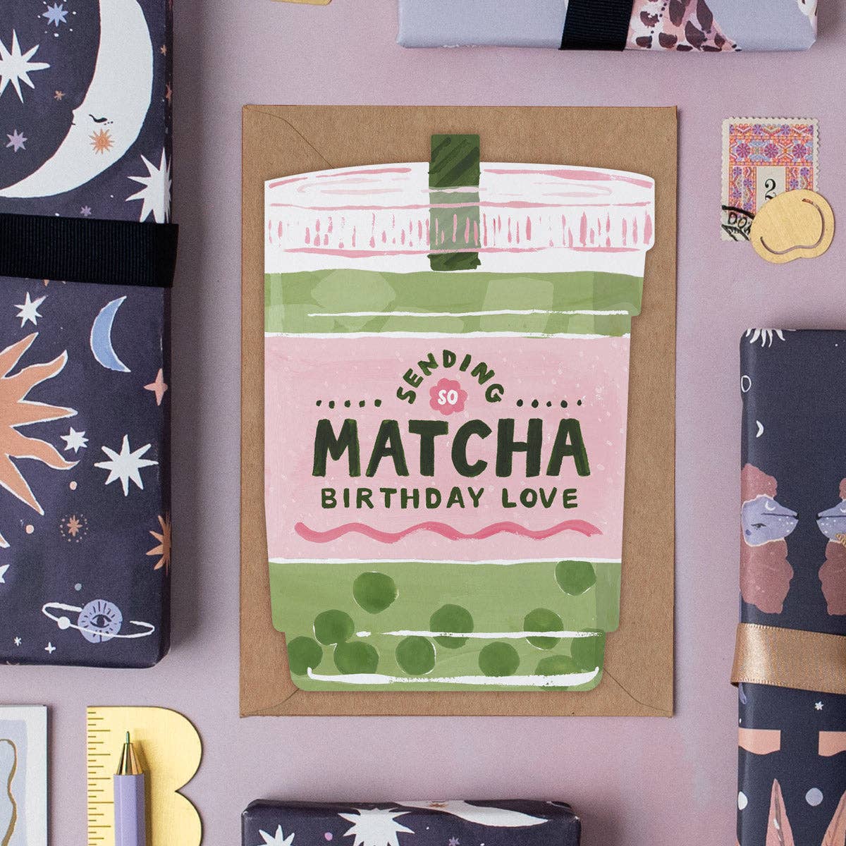 Matcha-verjaardagskaart | Schattige foodie-verjaardagskaarten
