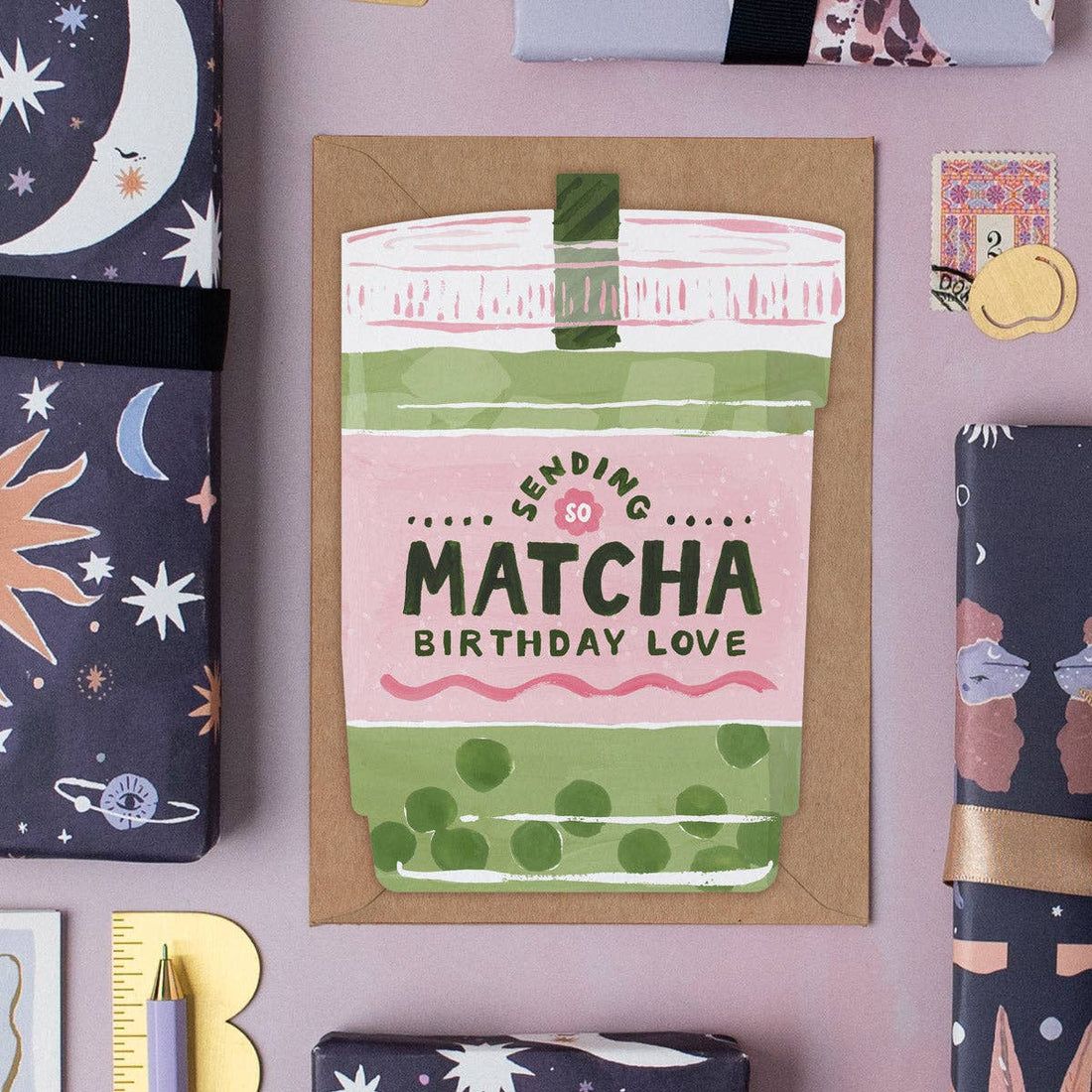 Matcha-verjaardagskaart | Schattige foodie-verjaardagskaarten