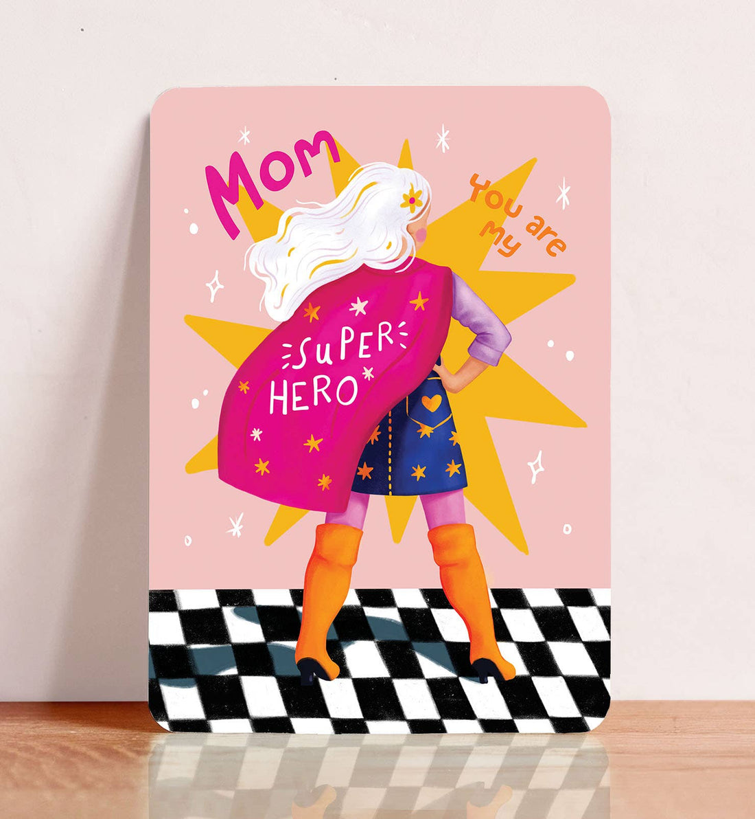 Kaart moederdag super hero vrouw oma moeder ansichtkaart