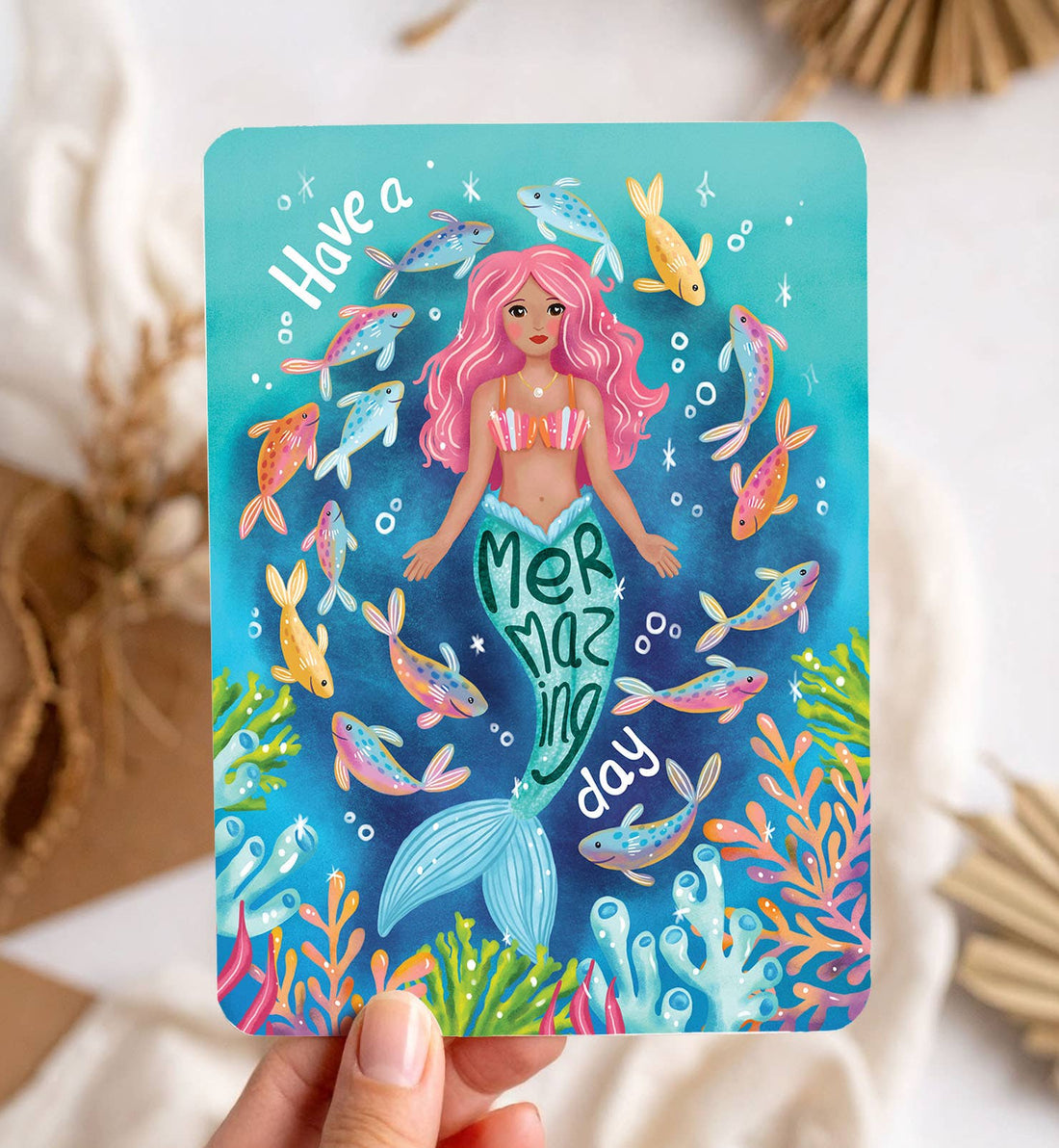 Kaart verjaardag zeemeermin meisje zomaar ansichtkaart