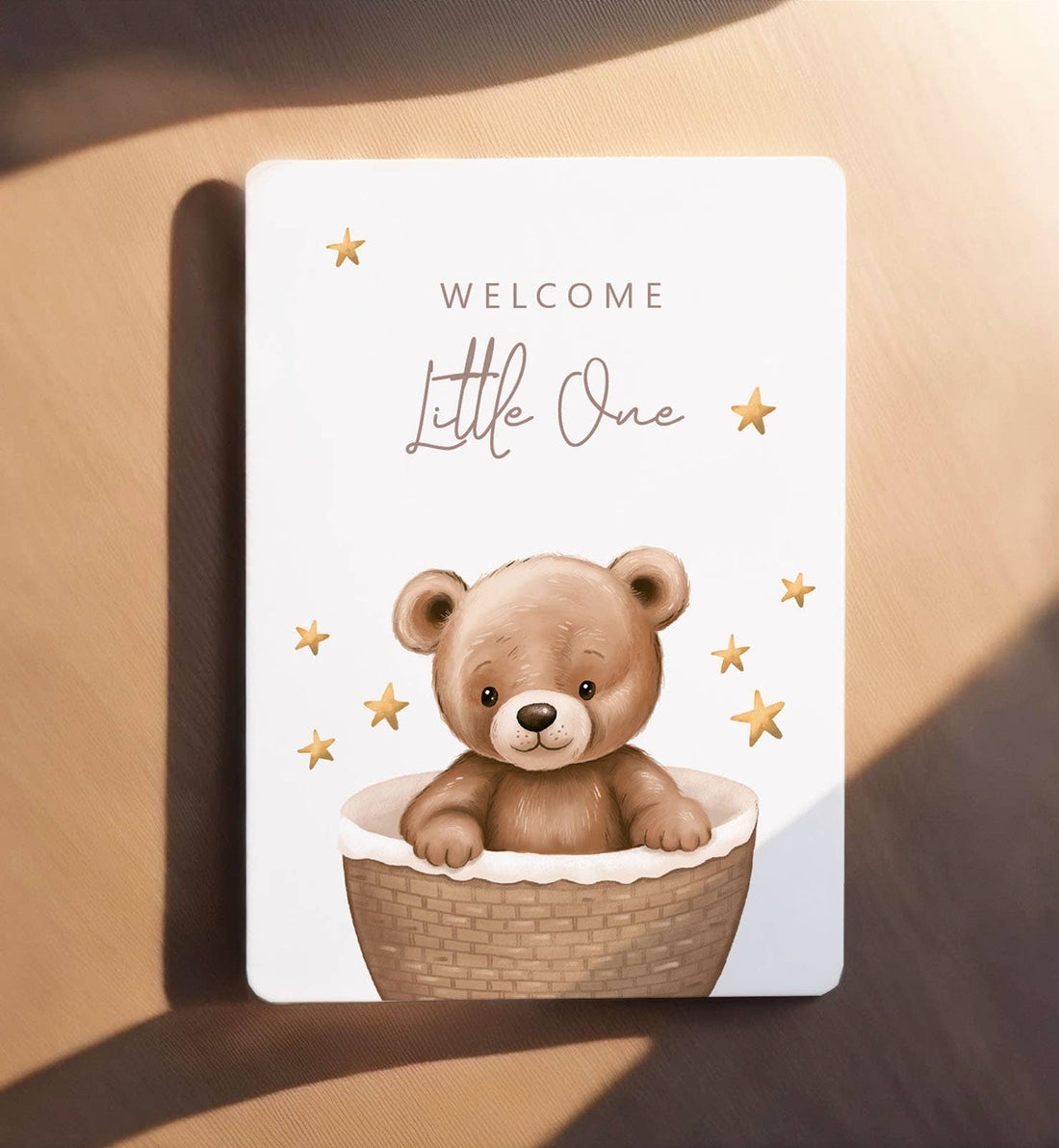 Kaart felicitatie geboorte beer met sterren ansichtkaart