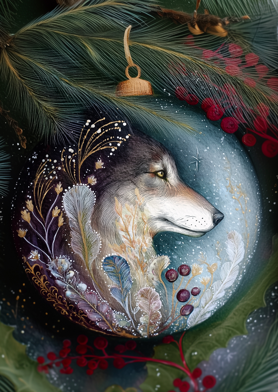 Christmas Baubles: Wolf | Kaart Fripperies