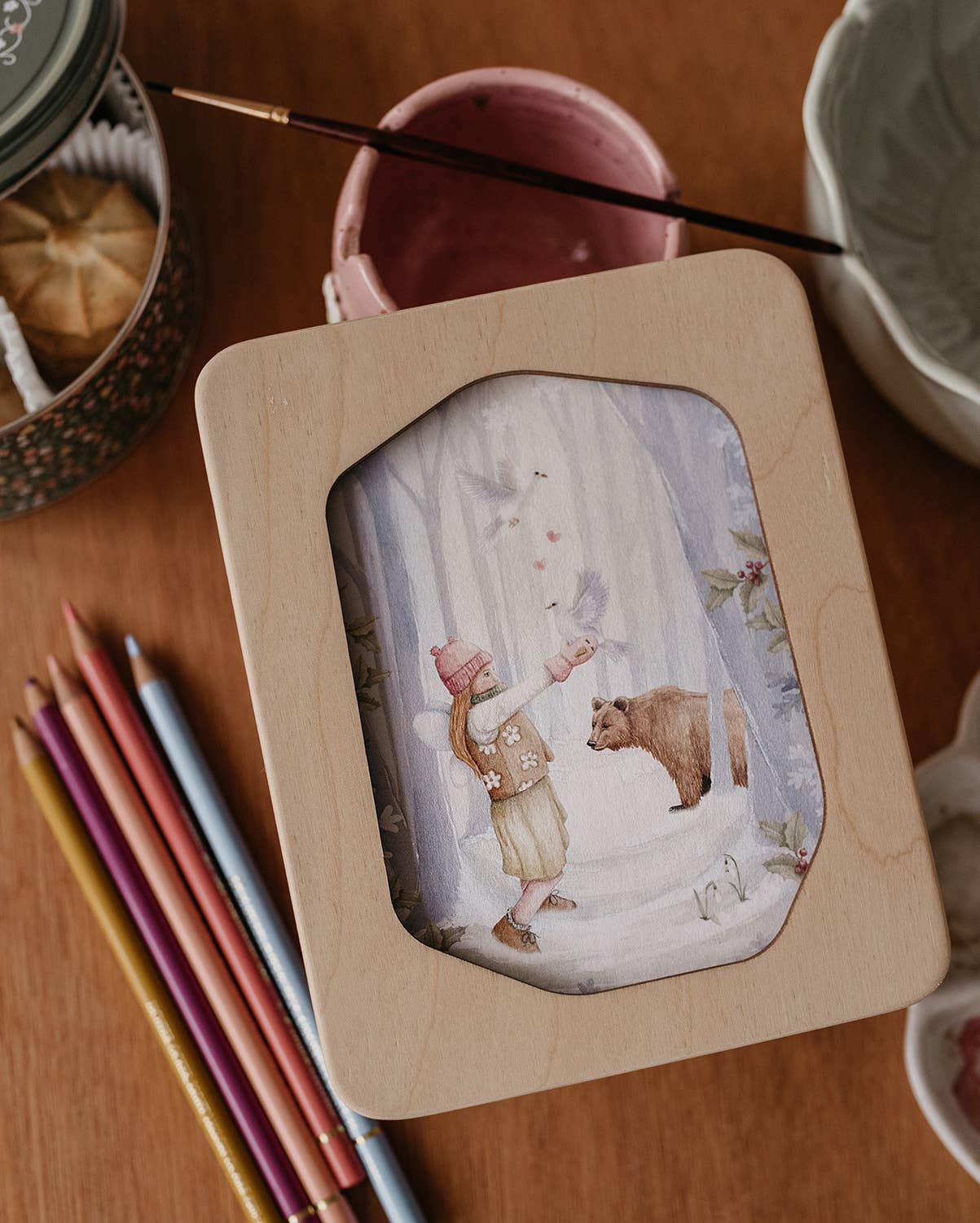 Ansichtkaart winterbos duiven | Kaart Appeloogje